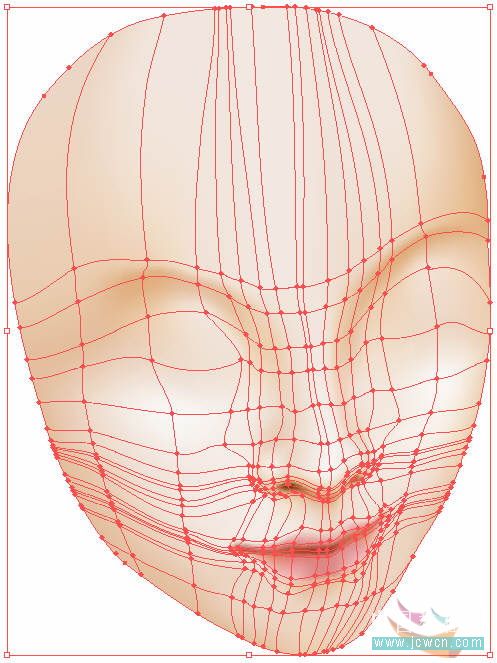 Illustrator鼠绘教程：运用渐变网格绘制人物和头发的过程