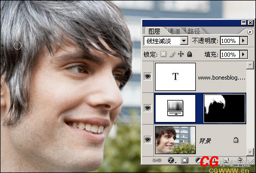 Photoshop为人物添加苍桑的白发