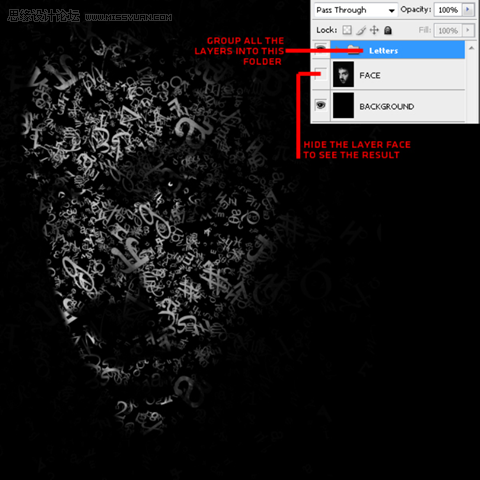 photoshop制作印刷文字镂空的人脸特效