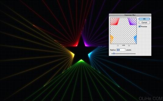 Photoshop制作星星的七彩光线